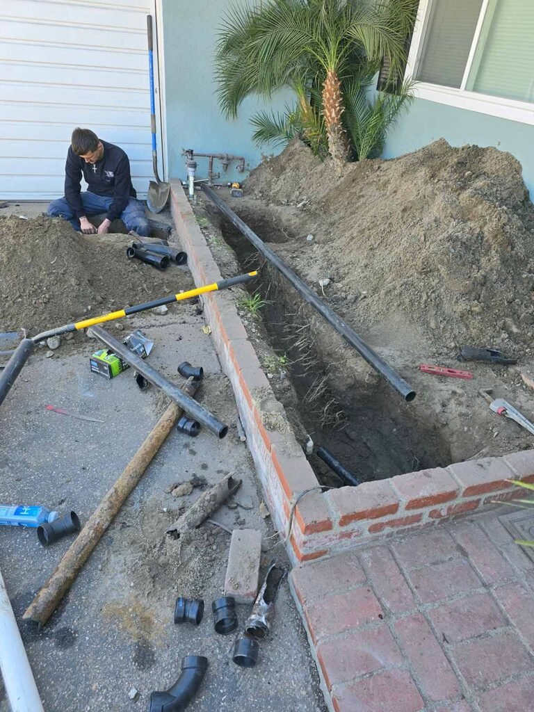 sewer line repair job and replaced with a new one by Drain Charmer Plumbing & Rooter Inc